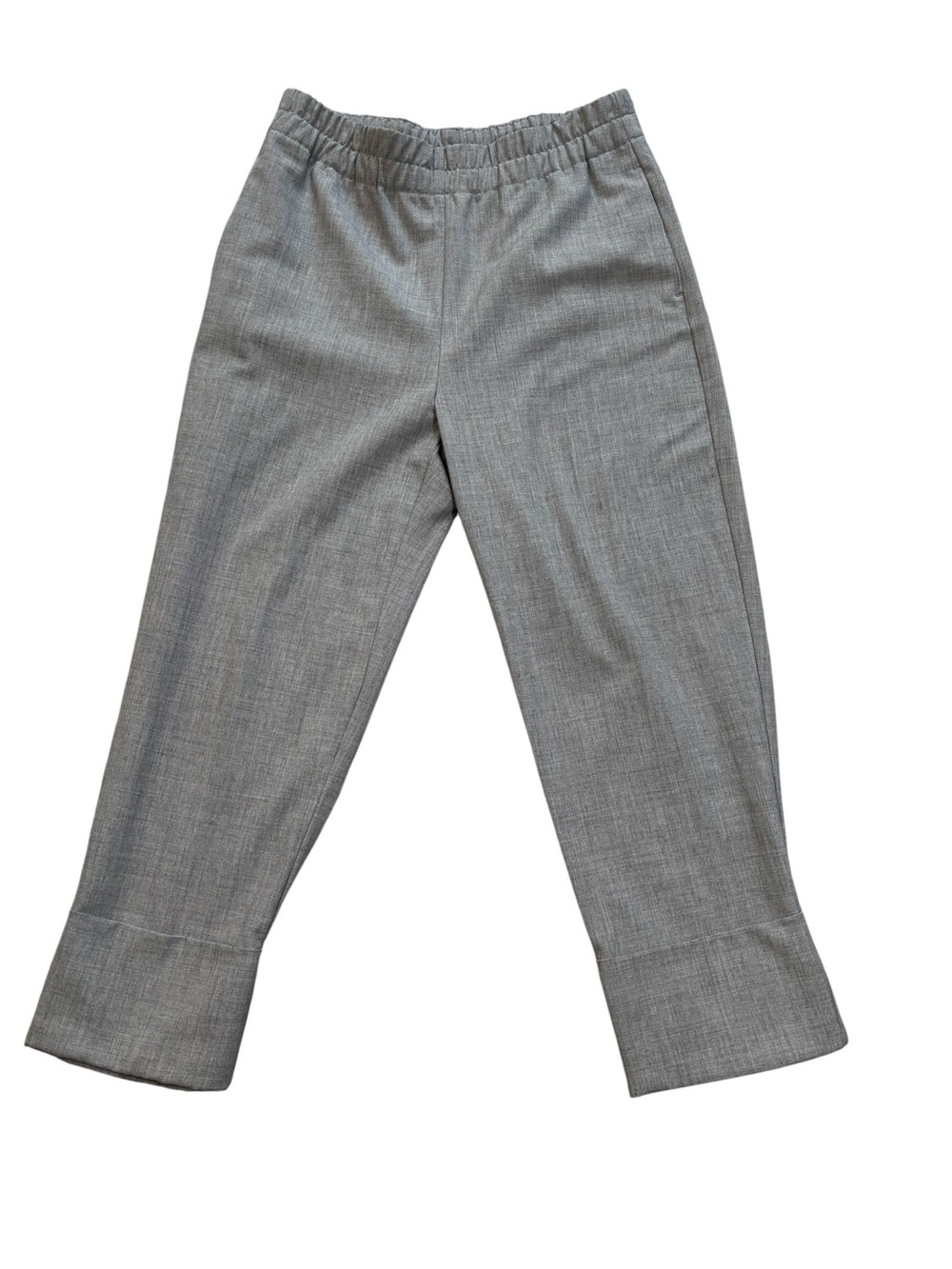 Zara Pants, Pull-On Cuffed Relaxed Tailored Straight, Light Gray Grey, Medium, M